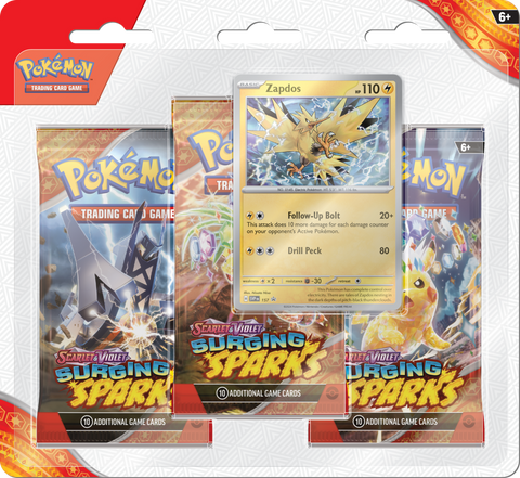 Pokemon | Surging Sparks | 3 Pack Blister | Zapdos